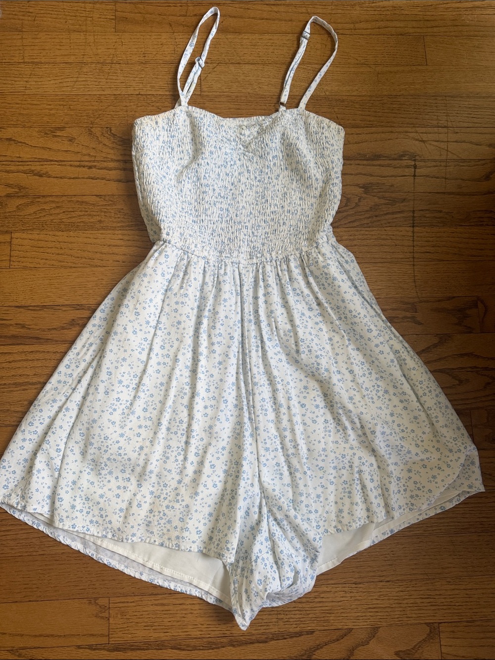 Hollister white Romper with Light Blue Floral print